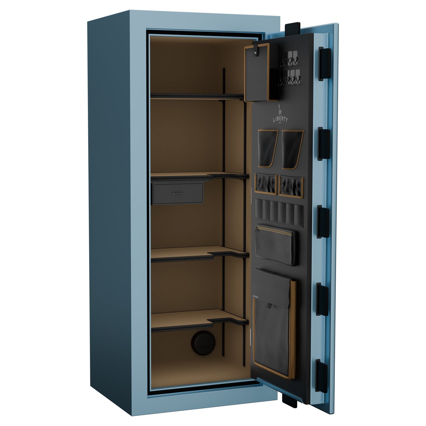 Premium Home Series | Level 7 Security | 2 Hour Fire Protection | 17 | Dimensions: 60.25"(H) x 24.5"(W) x 19"(D) | Azure Sky Gloss Limited Edition Safe Colors - Open Door