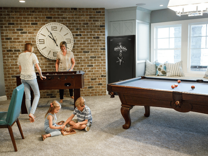 Pool table room with family.