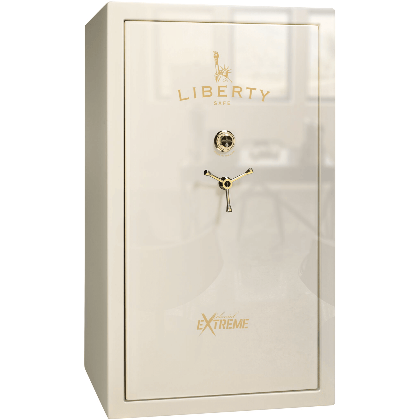 Colonial Series | Level 4 Security | 75 Minute Fire Protection | 50XT | DIMENSIONS: 72.5"(H) X 42"(W) X 27.5"(D*) | White Gloss Brass | Mechanical Lock