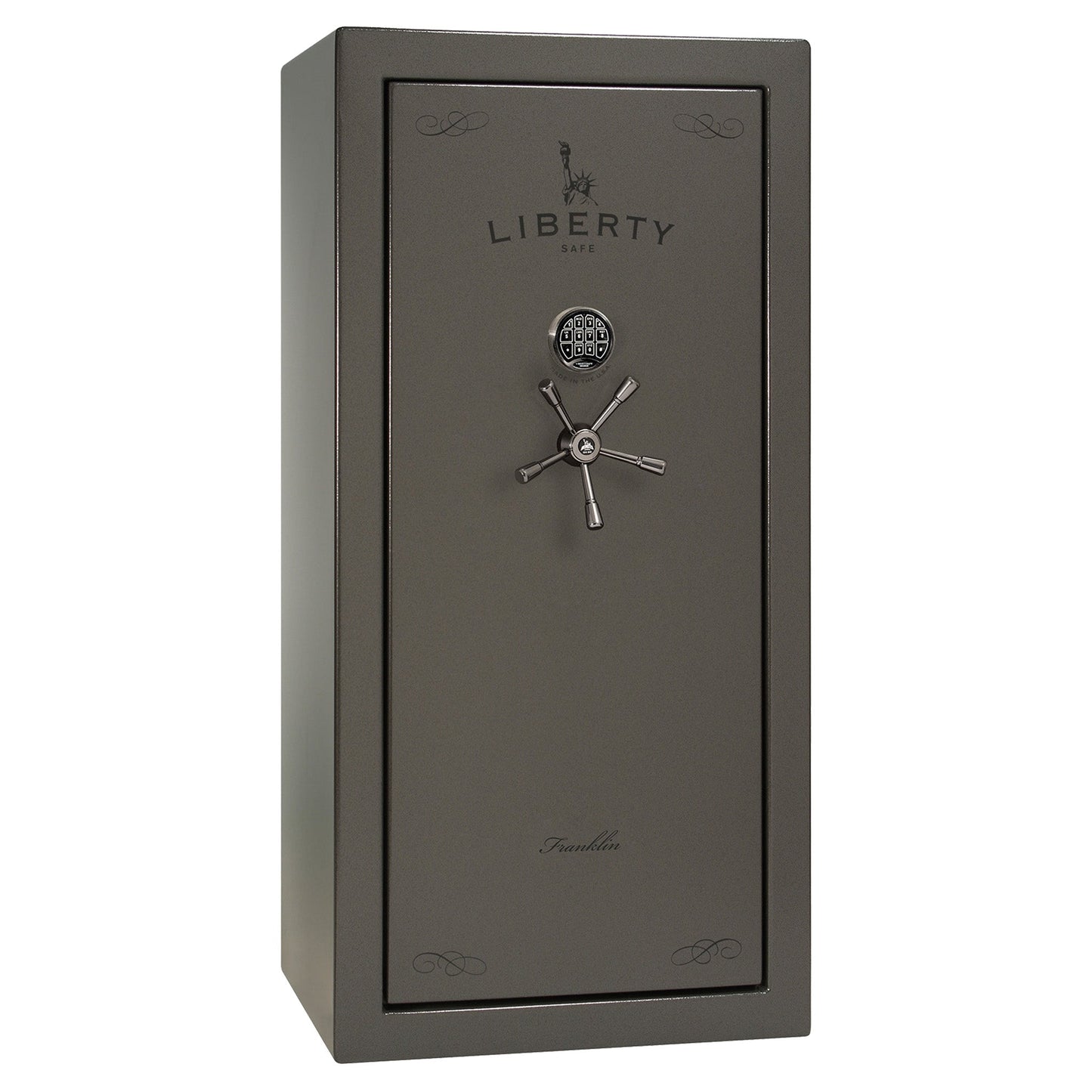 Franklin Series | Level 5 Security | 110 Minute Fire Protection | 29 | DIMENSIONS: 60.5"(H) X 30"(W) X 27.5"(D*) | Gray Marble | Direct Drive Electronic Lock – Closed Door