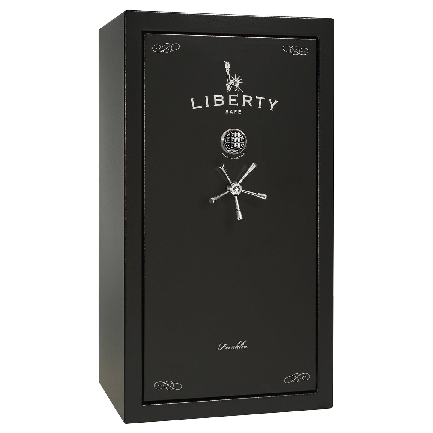 Franklin Series | Level 5 Security | 110 Minute Fire Protection | 40 | DIMENSIONS: 66.5"(H) X 36"(W) X 27.5"(D*) | Textured Black | ProFlex Modular Shelving – Closed Door