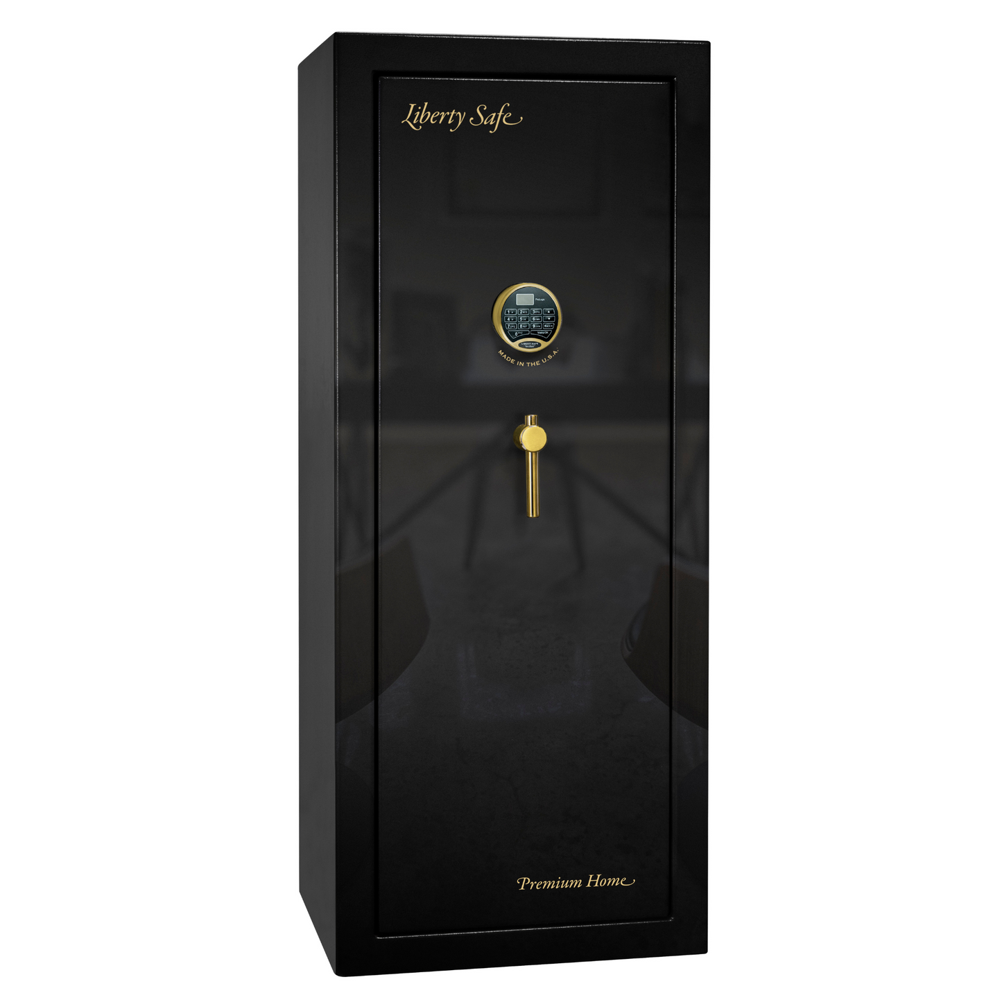 Premium Home Series | Level 7 Security | 2 Hour Fire Protection | 17 | Dimensions: 60.25"(H) x 24.5"(W) x 19"(D) | Black Gloss Brass - Closed Door