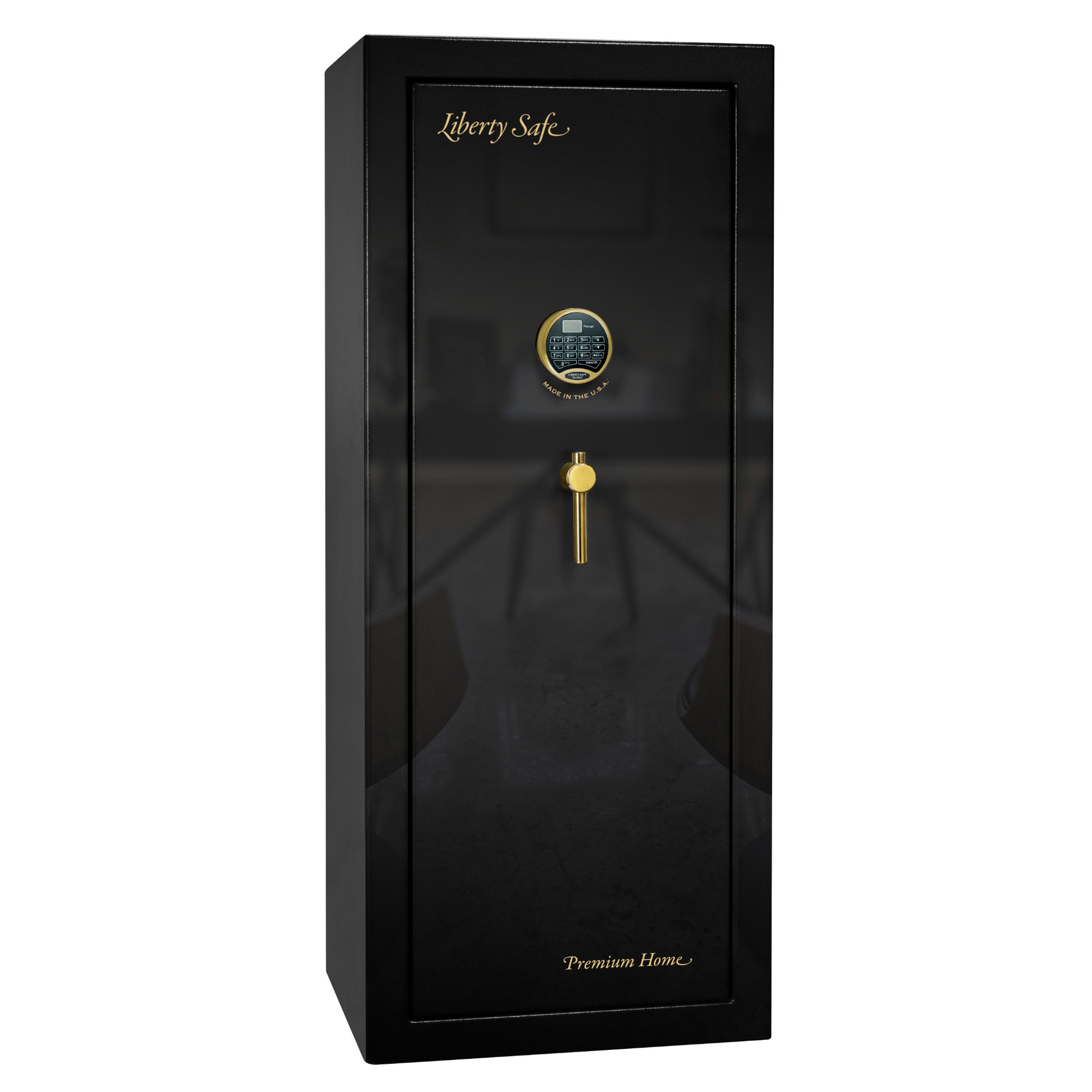 Premium Home Series | Level 7 Security | 2 Hour Fire Protection | 17 | Dimensions: 60.25"(H) x 24.5"(W) x 19"(D) | Black Gloss Brass - Closed Door